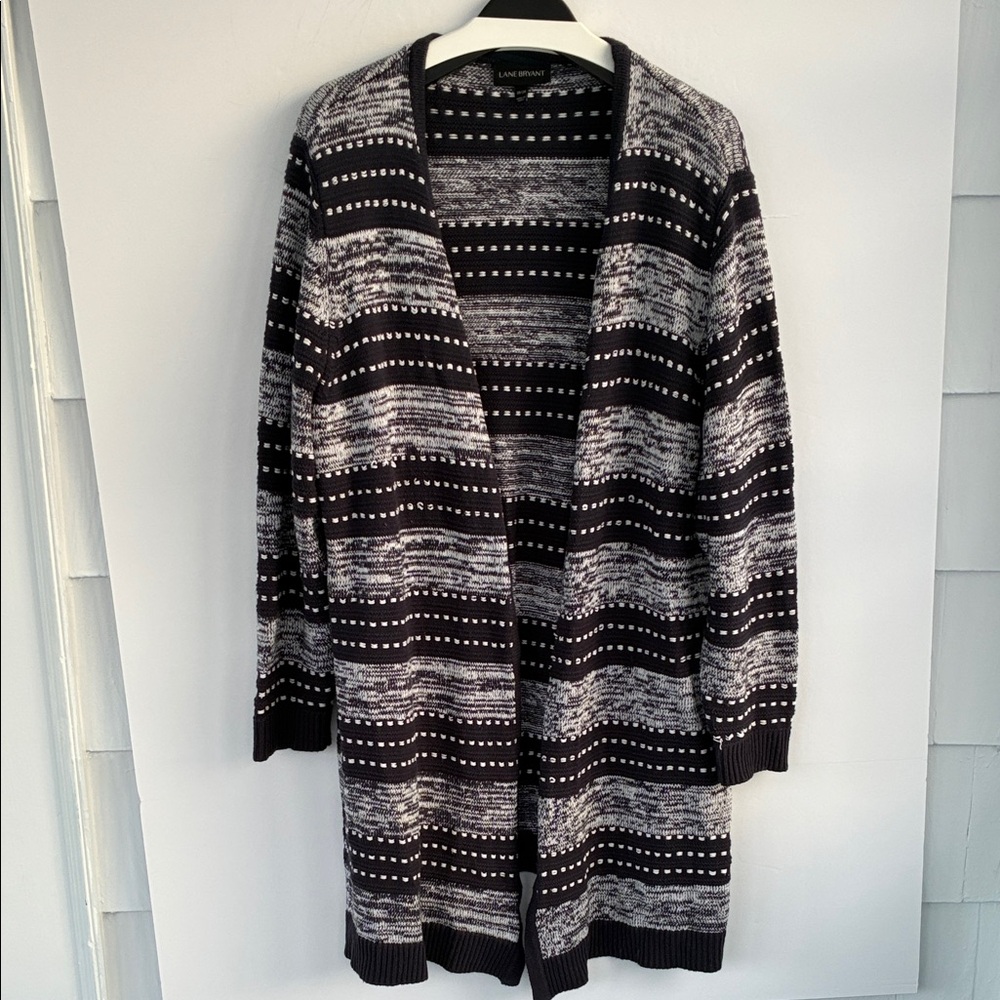 Lane Bryant Monochrome Patterned Cardigan Cotton Blend  26/28